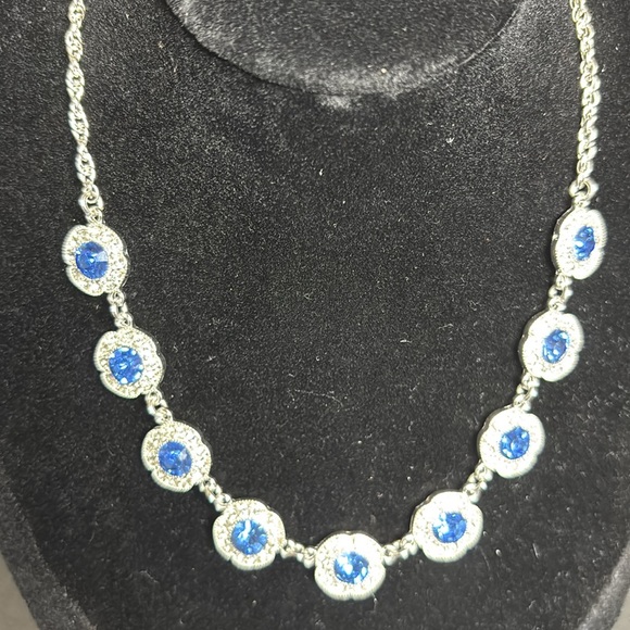 NWT Monet Blue Rhinestone Silver Tone Dainty - Picture 2 of 9